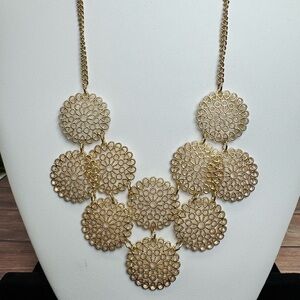 Gold Tone Statement Necklace - SKU Q